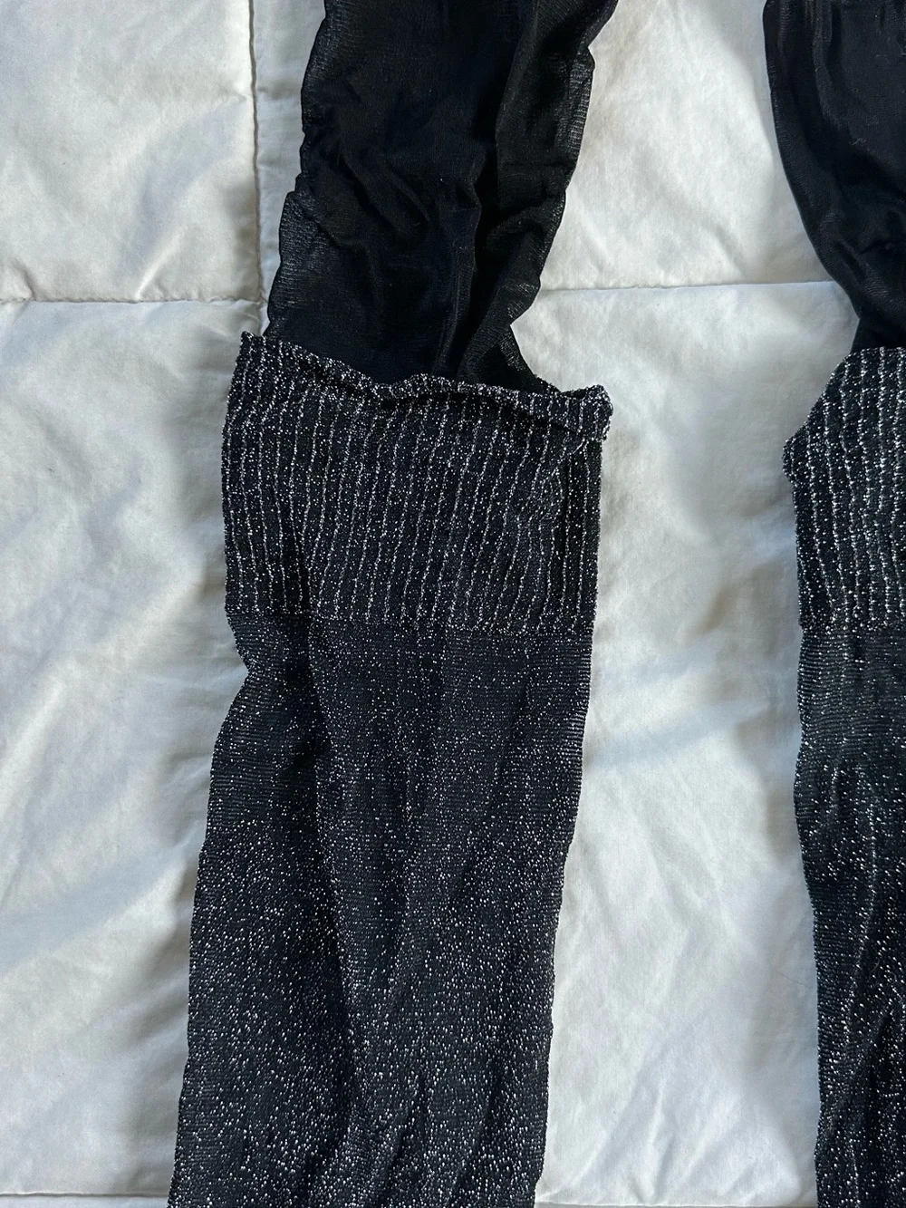NORDSTROM Black Sparkle Leg Warmers Tights Size-S/M